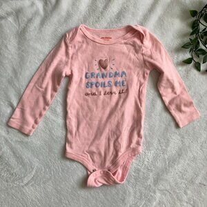 Joe Fresh Bodysuit 12-18M | Pink Long Sleeve Grandma Spoils Me VGUC